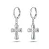Accesorios transfronterizos europeos y americanos, aretes colgantes de cruz minimalistas, aretes de cruz de borde de doble capa estilo punk para mujer
