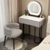 Tocador para apartamentos pequeños, dormitorio estrecho y compacto, estilo minimalista moderno, lujo ligero, gama alta, con escritorio de losa de roca y tocador integrado