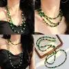 Collar de Cadena para Clavícula de Múltiples Capas con Diseño Personalizado de Ágata Negra Natural y Calcedonia Verde de Alta Calidad con Múltiples Estilos de Uso