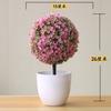 Sakura Bola de Nieve Planta Simulada Maceta Bola de Hierba Bonsái Árbol Pequeño Decoración para el Hogar Adorno Floral Creativo Mini Bola Pequeña Redonda