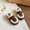Zapatos Peludos de Moda Estilo Coreano para Niñas 2026 Invierno Zapatos de Algodón Cálido de Felpa para Niños Suela Suave Antideslizantes Mocasines con Plus de Terciopelo