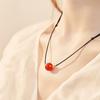 Collar y Pulsera de Ágata Roja de Guan Yu, Mismo Estilo que en Xiaohongshu y Douyin, Pulsera Trenzada para Clavícula S2061207