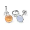 F136 Titanio Borde Serrado Piedra Ojo de Gato Tachuelas Planas para Oreja Tachuelas para Labio G23 Aleación de Titanio Joyería para Piercing Tachuelas para Cartílago de Oreja Tachuelas para Lengua
