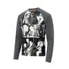 WT759 High Street Estilo Americano Hombres y Mujeres Bloque de Color Diseño Gráfico de Banda de Rock Corte Ajustado Moda Callejera para Hombre Camiseta de Manga Larga Raglán