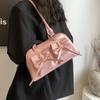 Bolsa de Axila de Luxo Nova Cor Sólida Elegante Simples Bolsa de Mão com Laço Bolsa de Ombro Elegante de Nicho Coreano