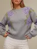 Suéter de Punto Jacquard Floral Nuevo Otoño/Invierno 2026 para Mujer, Estilo Coreano Holgado Casual Estilo Perezoso