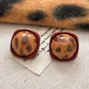 Pendientes Cuadrados Retro con Estampado de Leopardo Rojo para Mujer 2025 Otoño e Invierno Nuevo Estilo Pendientes y Pendientes Elegantes de Alta Gama y Versátiles