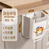 Lixeira de cozinha para uso doméstico, sem necessidade de se abaixar, dobrável, grande capacidade, design fofo de desenho animado, alto valor estético, espessa, lixeira de parede