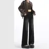 Jeans de Pierna Ancha Negros y Grises para Mujer, Nuevo Estilo Otoño/Invierno 2025, Corte Holgado, Diseño Adelgazante, Pantalones Rectos Únicos