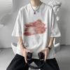 Camiseta de manga corta de verano para hombre, diseño holgado de cuello redondo con estampado de oso, camiseta de media manga de marca de moda de estilo Hong Kong de talla grande