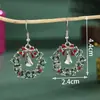 Brincos de Guirlanda de Natal Europeus e Americanos Transfronteiriços Brincos de Diamante Verde Gancho de Orelha com Sino de Strass Brincos de Laço Atacado