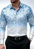 Camisa masculina lantejoulas roupas masculinas transfronteiriça masculina lapela manga longa traje formal camisa de manga longa estampa digital