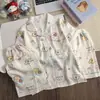 Pijama Fino Infantil 2026 Nuevo Estilo Cárdigan de Verano para Niñas Manga Corta Algodón Nube Lindo Conjunto de Tres Piezas para Niña