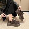 Mocassins com Plataforma e Cadarço para Mulheres, Lançamento Primavera 2025, Sapatos Versáteis Retro que Aumentam a Altura para Pessoas Baixas