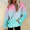 Suéter con capucha de comercio exterior europeo y americano con estampado degradado para mujer, diseño informal con cordón ajustable MC11