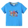 2023 roupas infantis transfronteiriças camiseta infantil de verão de manga curta meninos e meninas desenho animado camiseta básica bebê camiseta de meia manga top da moda
