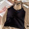 Camisola de Encaje con Lazo y Costilla en la Espalda, con Copas Fijas, Adecuada para Usar en Capas o Sola, Sujetador Bustier sin Espalda para Mujer