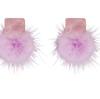 Pendientes de bola de pelo morado para otoño e invierno, elegantes y bonitos, con diseño de nicho de aguja de plata S925, con forma cuadrada y moderna.