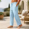 Pantalones deportivos casuales de algodón liso hechos a medida para hombre, transpirables, texturizados, cómodos, rectos, holgados, largos, para vacaciones en Europa y América