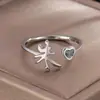 Anillo Familiar Estilo Chino para Mujer, Nicho, Aspecto de Alta Calidad, Moderno, Sencillo, Anillo Liso, Anillo Ajustable para Dedo Índice