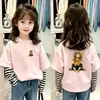 Camiseta de manga larga a rayas para niña, nuevo estilo primavera/otoño, top de cuello redondo moderno para bebés, ropa infantil holgada y casual