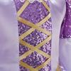 Explosiones Europeas y Americanas Vestido de Princesa de Cabello Largo Vestido Tutú Dorado con Lazo Grande Vestido Tutú de Encaje Morado