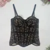 Exquisito Bordado de Encaje Lujosas Correas para la Cintura Sujetador Ropa Exterior Espalda Hermosa Hombros Descubiertos Reductor Push-up Sujetador de Ballenas