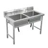 Pia de Aço Inoxidável com Suporte Cozinha Cuba Simples Cuba Dupla Piscina Lavar Louça Lavar Vegetais Bacia para Lavar Mãos com Plataforma Doméstico Comercial
