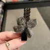 Grampo de Cabelo em Forma de Laço de Lã, Suave, Delicado e Doce, com Strass Brilhantes, Presilha Bico de Pato, Presilha para Franja Lateral, Pente de Cabelo, Acessório de Cabelo