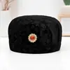 Boina cálida de otoño e invierno para mujeres mayores, sombrero de abuela moderno y grueso, sombrero tipo cubo de terciopelo dorado