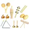 Percussão Jardim de Infância Orff Crianças Tora terno Material Didático Pandeiro Triângulo Tubo de Anel Duplo Materiais Didáticos de Madeira