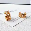 Estilo de Moda Coreano e Japonês Design de Linha Circular Entrelaçada Cravação Completa de Zircônia Brilhante Personalizado Destacável Versátil Brincos de Luxo Leve para Mulheres