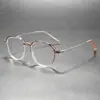 Gafas de Moda con Montura Redonda de Acetato y Metal Empalmado Anti Luz Azul, Versátiles para Viajar, Gafas Lisas Unisex Wm86190
