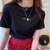 Camiseta de Manga Corta para Mujer 2025 Verano Estilo Coreano Estudiante Estampado de Letras Top Ropa para Mujer Una Pieza Venta al por Mayor Casual Versátil
