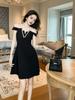 Desenhado com Senso de Estilo, Vestido Estilo Hepburn para Figuras Baixas, Novo Modelo Verão 2026, Vestido Tomara que Caia Ombro a Ombro Acinturado 10768