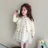 Conjunto de Ropa de Primavera para Niñas 2026 Nuevo Suéter Cardigan Vestido en Capas Vestido Infantil Vestido de Bebé para Primavera y Otoño Falda de Princesa