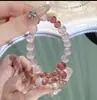 [Rojo Lindo y Profundo] Diseño de Nicho Pulsera de Cristal Natural Cristal de Fresa Pulsera de Cristal DIY Mismo Estilo que Xiaohongshu
