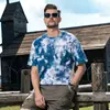 Camiseta Tie-Dye de Manga Curta Sem Costura de Secagem Rápida para Homens, Nova Camiseta Curta de Verão com Meia Manga Fitness Solta para Comércio Exterior