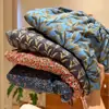 Calça de algodão tramado floral vintage multicolorida de perna larga para mulheres, solta e respirável, adequada para usar em casa e como calça de dormir