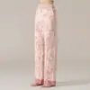 Pantalones de Casa de Algodón para Mujer Estampado a Cuadros Sueltos Talla Grande Verano Delgado de Algodón Cómodos Pantalones Individuales para Mujer Pantalones de Pijama