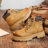 Botines amarillos transfronterizos, nueva colección otoño/invierno 2026, estilo casual versátil, forrados de felpa para abrigar, antideslizantes, botas de montaña para exteriores, modernos