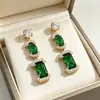Pendientes de Moda con Bloques Geométricos Cruzados Borla Larga Incrustaciones de Pedrería Pendientes de Piedras Preciosas de Colores de Marca Grande Pendientes para Fiesta de Noche Novia Vestido de Boda