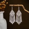 Estilo étnico Miao Geométrico Bell Tassel Brincos Minoritário Brincos Bohemian Long Leaf Brincos