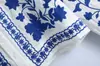 2021 Moda Primavera Europeia e Americana Atacado Casaco Bordado Porcelana Azul e Branca 1238