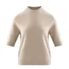 Estilo Simple Suéter de Cachemira para Mujer de Manga Corta Cuello Medio Alto Espesor Cinco Puntos Manga Corta Versátil Suéter Capa Base