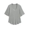 2503-25 Novo Estilo de Verão Estilo Europeu e Americano Verão Fresco Casual Sexy Sexy Macio Encerado Gola U Solto Curvado Camiseta