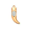 Nuevo Estilo de Lujo Ligero de Acero Inoxidable Transfronterizo Colgante de Cimitarra de Cuerno Incrustado con Piedras Multicolor Accesorios para Joyería DIY Collar