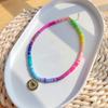 Europa y Estados Unidos transfronterizo pequeña cadena de clavícula de arcilla suave arcoíris ins estilo bohemio ligeramente incrustada collar con colgante de amor grande para mujer