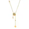 Collar de Acero de Titanio con Borla de Fritillaria Elegante de Lujo Ligero Cadena de Clavícula Avanzada con Taladro Estrella Bamang Nicho de Ins