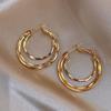 Aretes Geométricos Calados Torcidos de Aguja de Plata, Sentido del Diseño, de Alta Gama, Aretes Modernos y Únicos, Aretes de Diseño Nicho Europeo y Americano